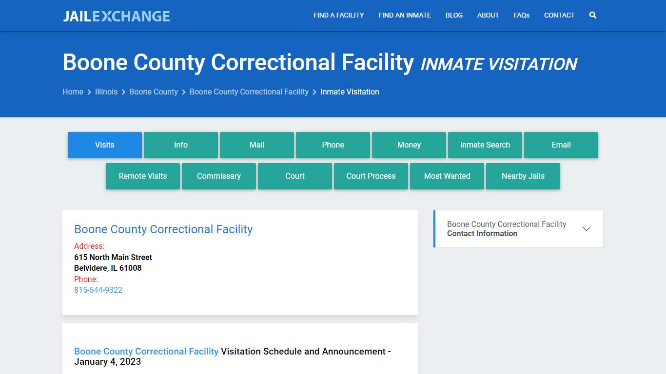 Inmate Visitation - Boone County Correctional Facility, IL - Jail Exchange