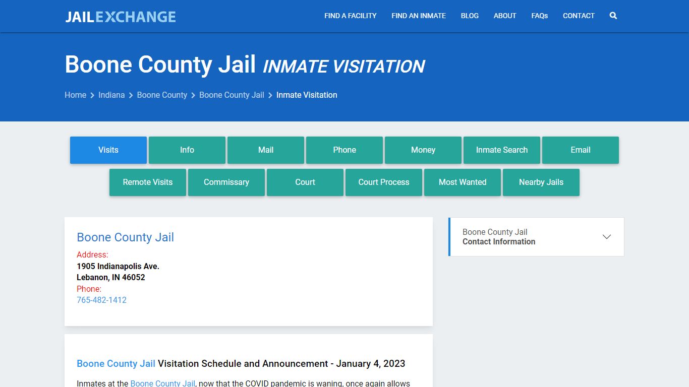 Inmate Visitation - Boone County Jail, IN - Jail Exchange